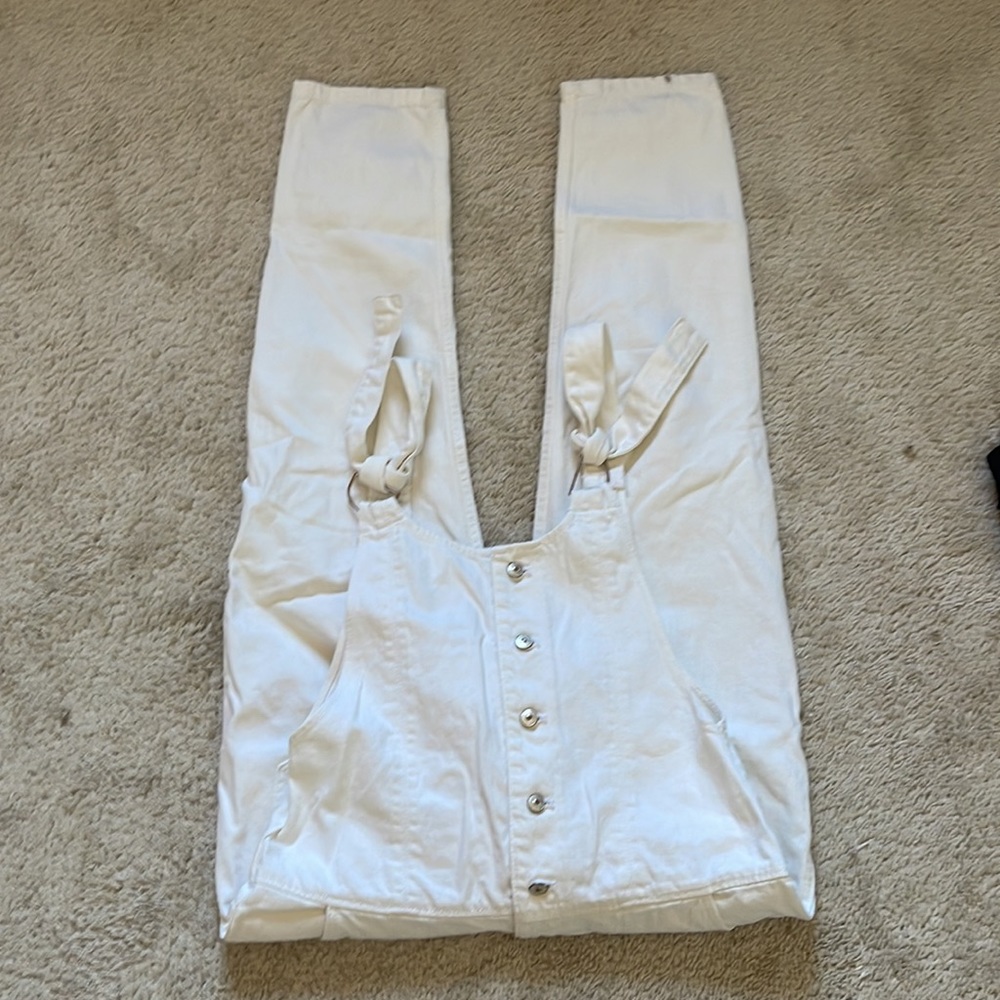 Cute Zara White Denim Overalls